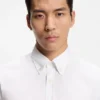 Slim-fit shirt in cotton-blend poplin