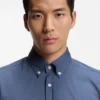 Slim-fit shirt in cotton-blend poplin