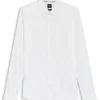 Slim-fit shirt in cotton-blend poplin