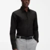 Slim-fit shirt in cotton-linen jacquard