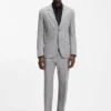 Slim-fit shirt in cotton-linen jacquard