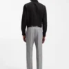 Slim-fit shirt in cotton-linen jacquard