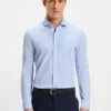 Slim-fit shirt in cotton-piqué jersey
