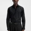 Slim-fit shirt in cotton with a stacked-logo jacquard