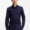Slim-fit shirt in cotton with a stacked-logo jacquard
