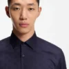 Slim-fit shirt in cotton with a stacked-logo jacquard