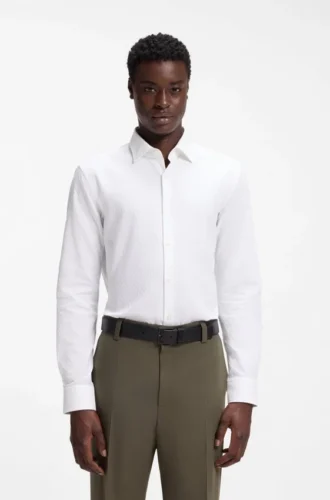 Slim-fit shirt in dobby cotton