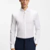 Slim-fit shirt in easy-iron cotton-blend poplin