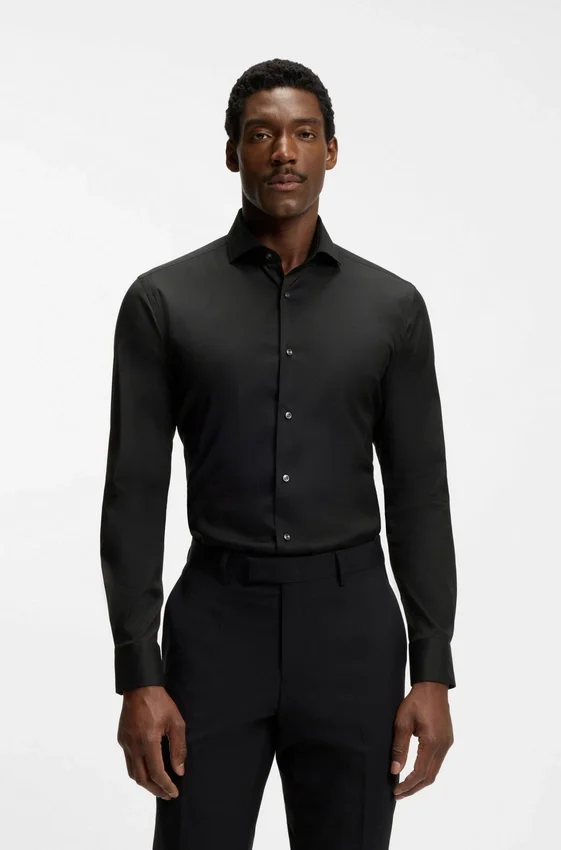 Slim-fit shirt in easy-iron cotton-blend poplin Slim-fit shirt in easy-iron cotton-blend poplin