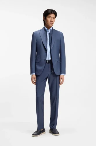 Slim-fit shirt in easy-iron cotton-blend poplin