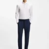 Slim-fit shirt in easy-iron cotton-blend poplin
