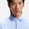 Slim-fit shirt in easy-iron cotton-blend poplin