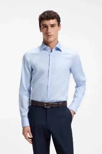 Slim-fit shirt in easy-iron cotton poplin