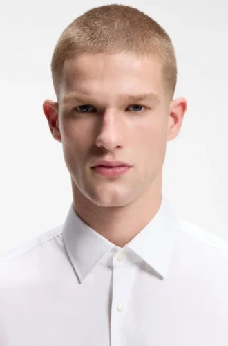 Slim-fit shirt in easy-iron cotton poplin