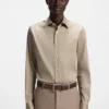 Slim-fit shirt in Italian-made cotton-blend poplin