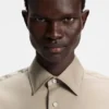 Slim-fit shirt in Italian-made cotton-blend poplin