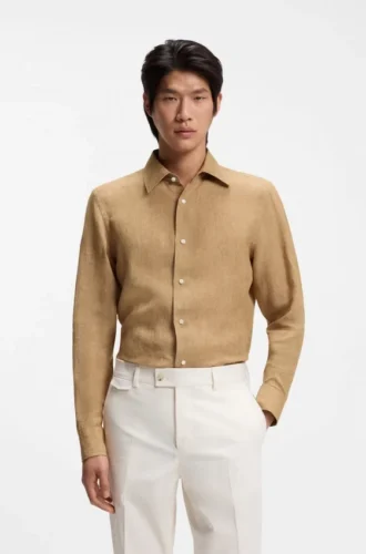 Slim-fit shirt in Italian-made linen