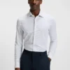 Slim-fit shirt in Italian-made performance-stretch fabric