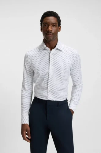 Slim-fit shirt in Italian-made performance-stretch fabric