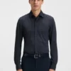 Slim-fit shirt in Italian-made performance-stretch fabric