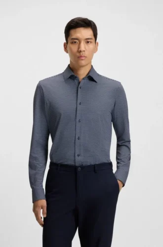 Slim-fit shirt in Italian-made performance-stretch fabric