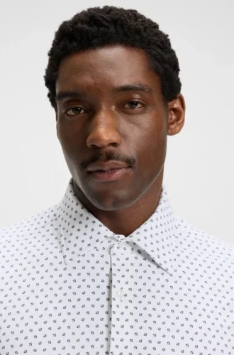 Slim-fit shirt in Italian-made performance-stretch fabric