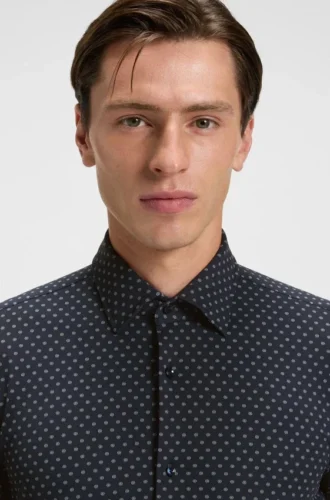 Slim-fit shirt in Italian-made performance-stretch fabric