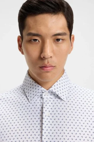Slim-fit shirt in Italian-made performance-stretch fabric