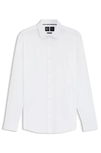 Slim-fit shirt in Italian-made performance-stretch jersey