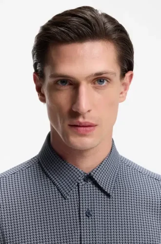 Slim-fit shirt in Italian-made performance-stretch jersey