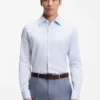 Slim-fit shirt in Italian-made structured cotton