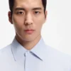 Slim-fit shirt in Italian-made structured cotton