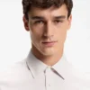 Slim-fit shirt in Italian-made structured cotton