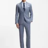 Slim-fit shirt in Italian-made structured cotton