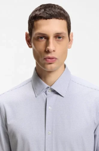 Slim-fit shirt in Italian performance-stretch jersey