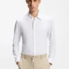 Slim-fit shirt in Italian performance-stretch seersucker