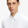 Slim-fit shirt in Italian performance-stretch seersucker
