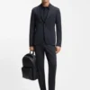Slim-fit shirt in Italian performance-stretch seersucker