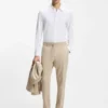 Slim-fit shirt in Italian performance-stretch seersucker