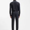 Slim-fit shirt in Italian performance-stretch seersucker
