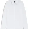 Slim-fit shirt in Italian performance-stretch seersucker