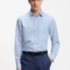 Slim-fit shirt in linen-blend twill