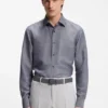 Slim-fit shirt in linen-blend twill