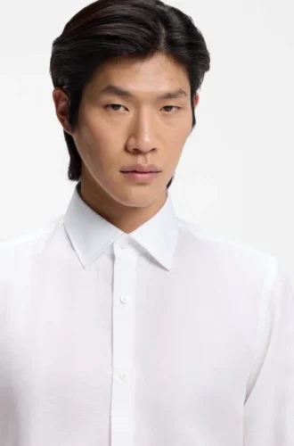Slim-fit shirt in linen-blend twill