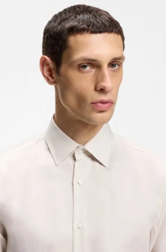 Slim-fit shirt in linen-blend twill