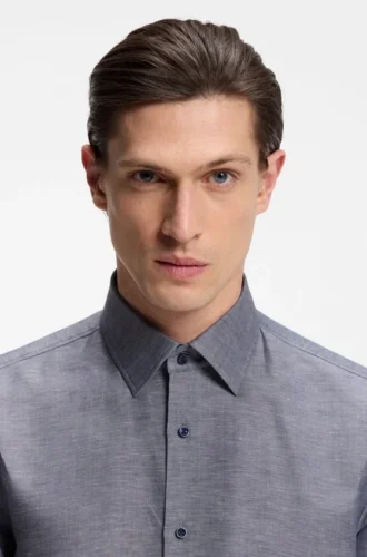 Slim-fit shirt in linen-blend twill