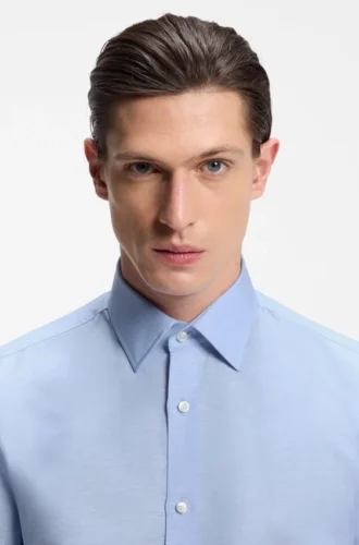 Slim-fit shirt in linen-blend twill