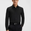 Slim-fit shirt in melange stretch cotton