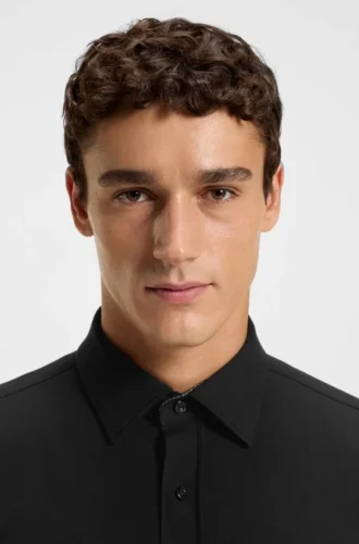 Slim-fit shirt in melange stretch cotton