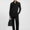 Slim-fit shirt in melange stretch cotton